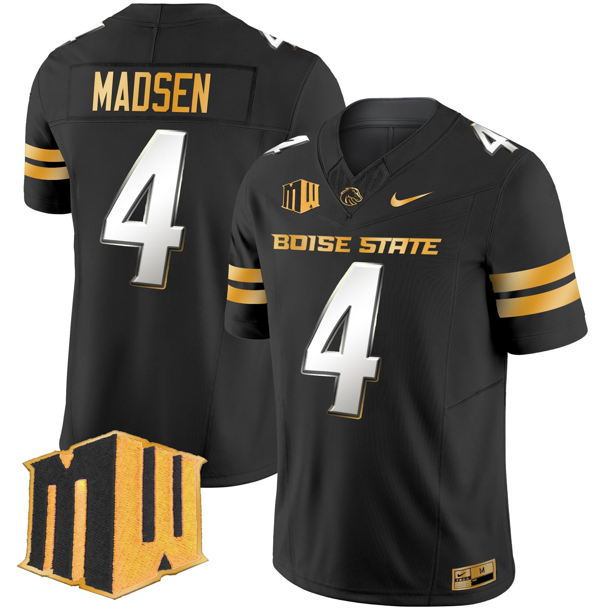 Men Boise State Broncos 4 Madsen Black Nike 2024 Gold Vapor Limited NCAA Jersey
